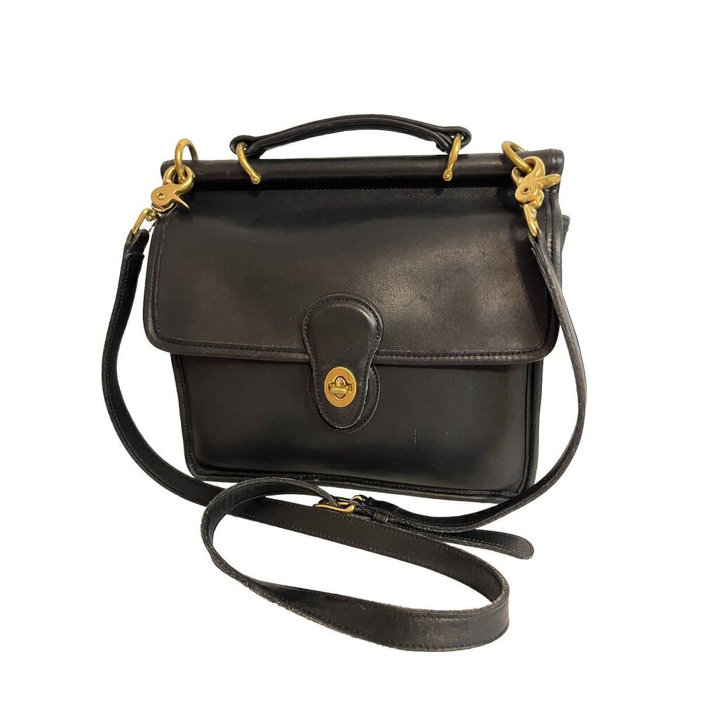 Vintage COACH 90s WILLIS Black Leather Crossbody Shoulder Bag 9927 USA Made VTG